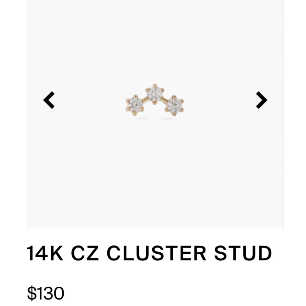 Studs 14k CZ flat back stud earring